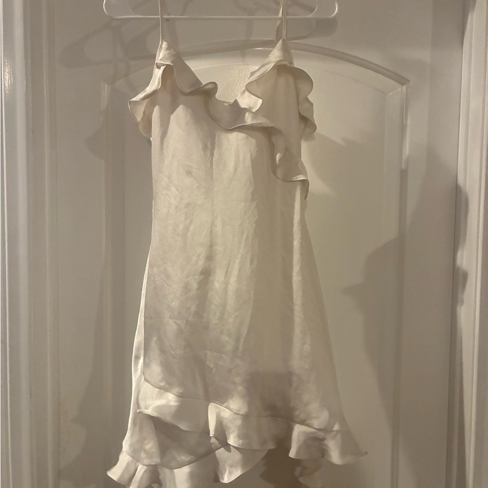 Aritzia Cream Ruffle Slip Dress
